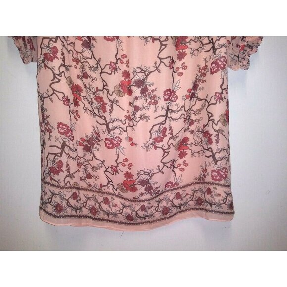 Womens dress floral cold shoulder sheath Stretch Sz M peachy Pink Max Edition - Picture 8 of 11